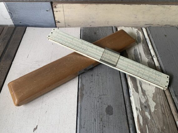 Nestler 23R Einstein slide rule in wood display case 1930 Germany