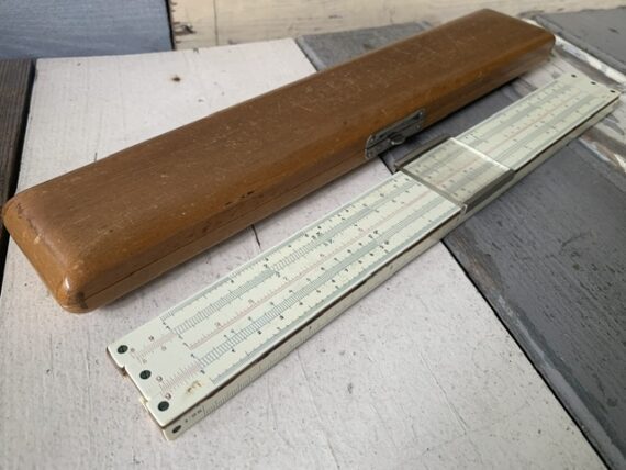 Nestler 23R Einstein slide rule in wood display case 1930 Germany - Image 13