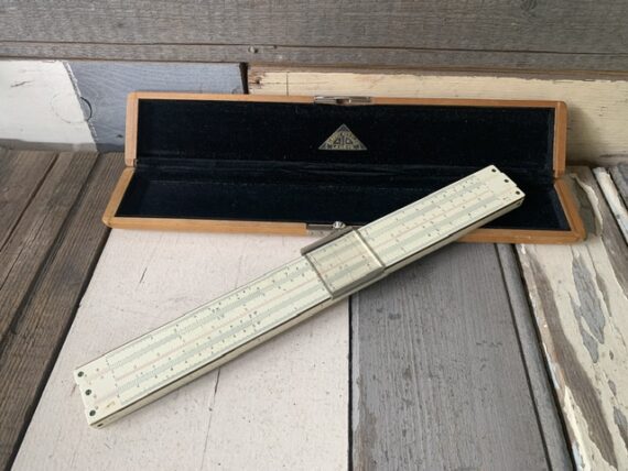 Nestler 23R Einstein slide rule in wood display case 1930 Germany - Image 9