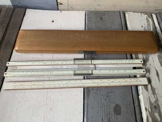 Nestler 23R Einstein slide rule in wood display case 1930 Germany - Image 16