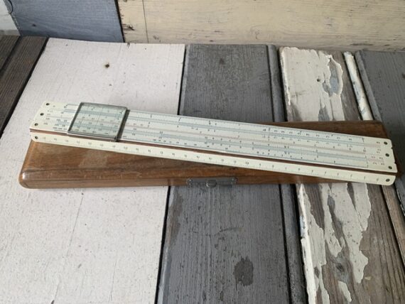 Nestler 23R Einstein slide rule in wood display case 1930 Germany - Image 4