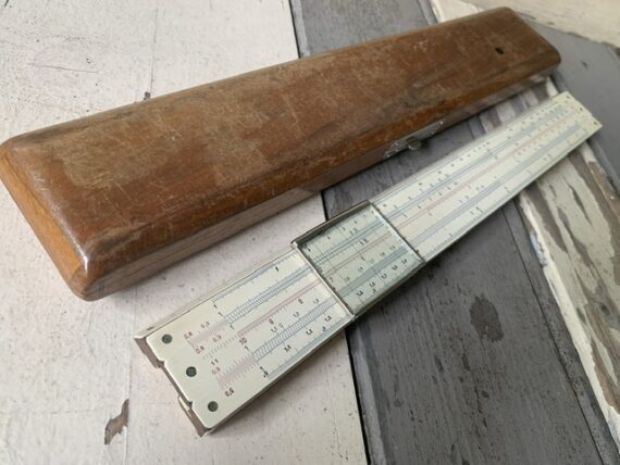 Nestler 23R Einstein slide rule in wood display case 1930 Germany - Image 3