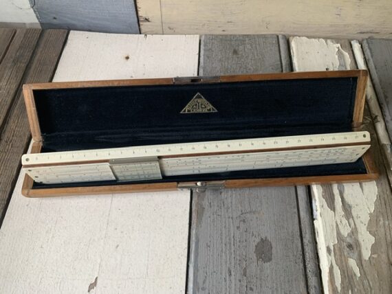 Nestler 23R Einstein slide rule in wood display case 1930 Germany - Image 2