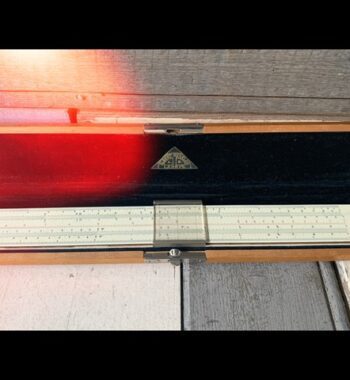 Nestler 23R Einstein slide rule in wood display case 1930 Germany