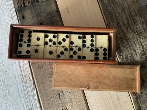 Double 6 Domino ebony Ivory set handmade in box 1900 Holland