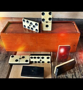 Double 6 Domino ebony Ivory set handmade in box 1900 Holland