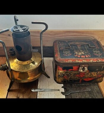 Juwel 21 small brass camping stove in tin 1940 Germany