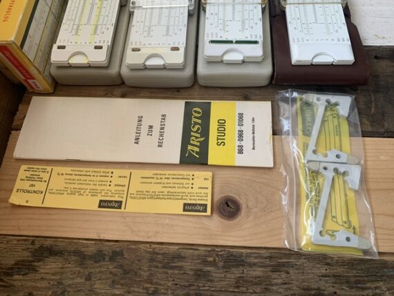 4x Aristo 0968 slide rule versions with acces 1950-1970 Germany - Image 3