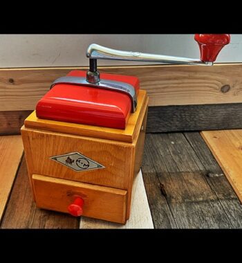 KYM 9253 square red accent coffee grinder 1950 Germany