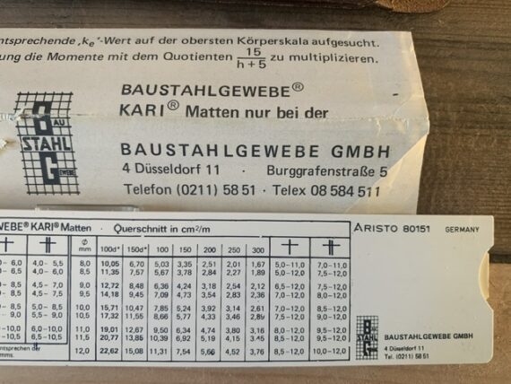 Aristo 80151 BG Concrete pocket slide rule case 1960 Germany