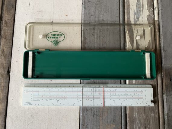Faber Castell 111/66 Demegraph sys Schirmer printing slide rule case 1968 Germany