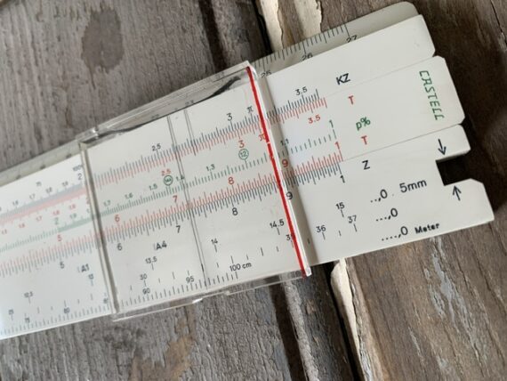 Faber Castell 111/66 Demegraph sys Schirmer printing slide rule case 1968 Germany