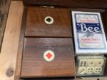 Vintage Poker set wood box chips dice cards 1930 Holland - Image 6