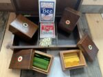 Vintage Poker set wood box chips dice cards 1930 Holland - Image 3