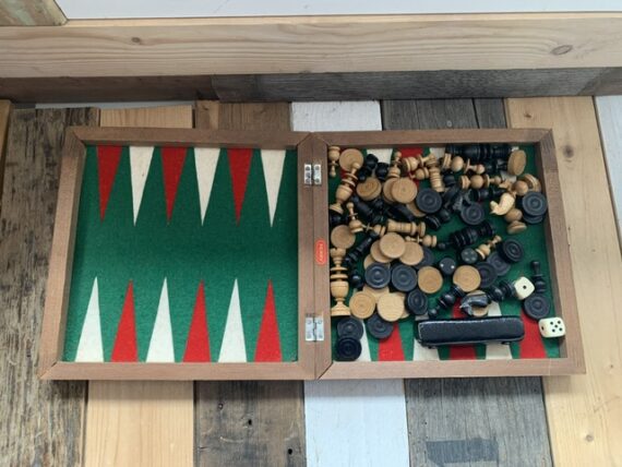 Chess checkers backgammon board game box set 1930 Netherlands - Image 8