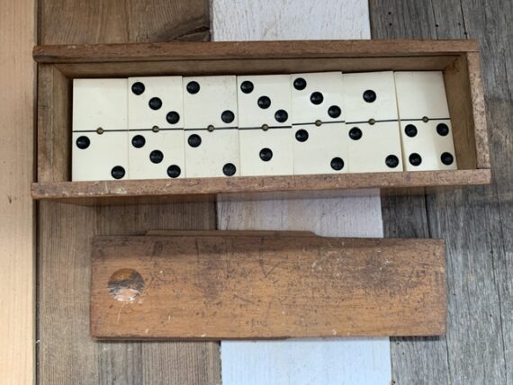 Double 6 Domino white bakelite set handmade in box 1950 Holland