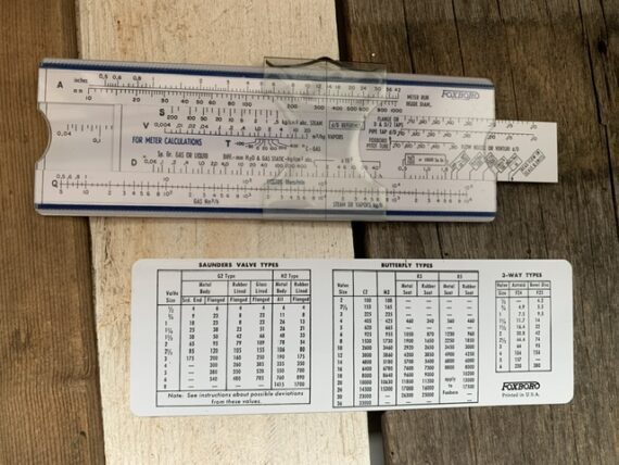 Foxboro valve and meter pockets slide rule PUB-34 set 1963 USA