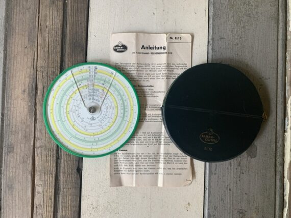 Faber Castell 8/10 circular slide rule manual case 1969 Germany