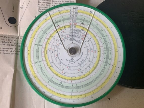 Faber Castell 8/10 circular slide rule manual case 1969 Germany - Image 6