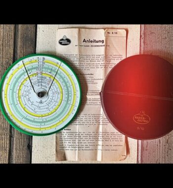 Faber Castell 8/10 circular slide rule manual case 1969 Germany