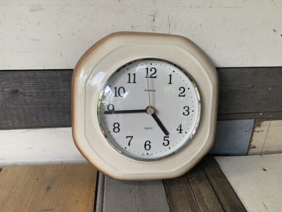 Kienzle stoneware brown quartz retro kitchen clock 1990 Germany