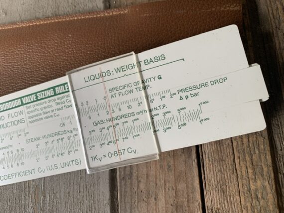 Blundell Blakeborough P3695 valve sizing pockets slide rule 1960 England