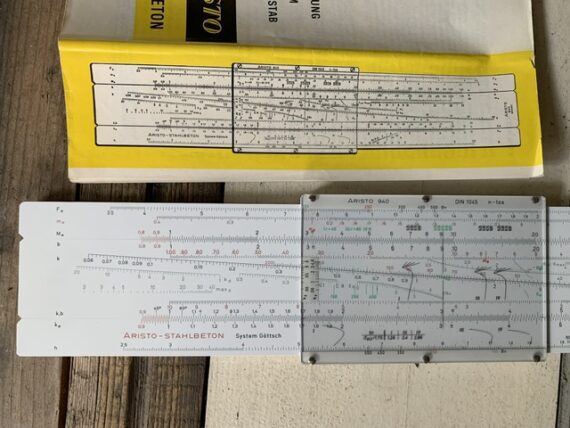 Aristo stahlbeton 940 Göttsch concrete slide rule full set 1970 Germany - Image 10