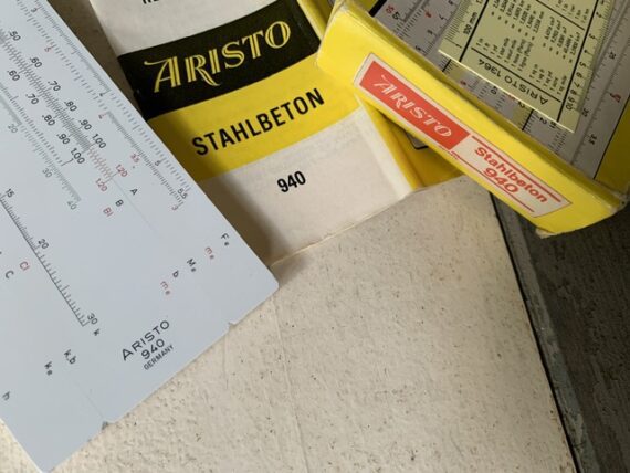 Aristo stahlbeton 940 Göttsch concrete slide rule full set 1970 Germany