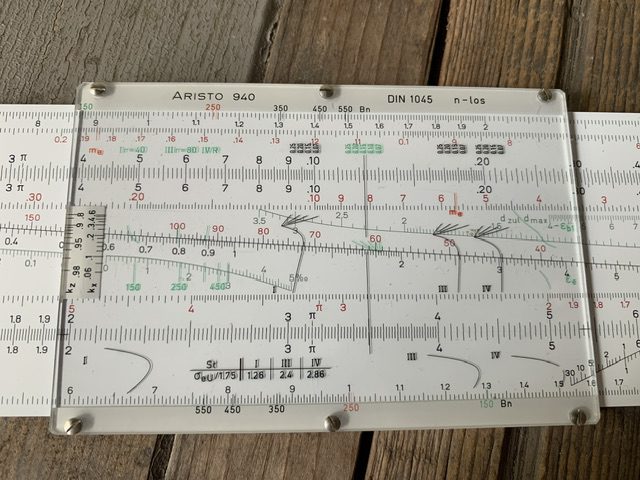 Concrete slide rule Aristo Stahlbeton 940