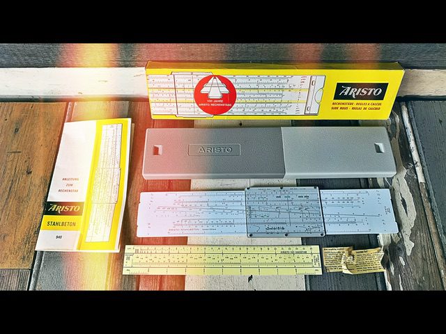 Aristo stahlbeton 940 Göttsch concrete slide rule full set 1970 Germany