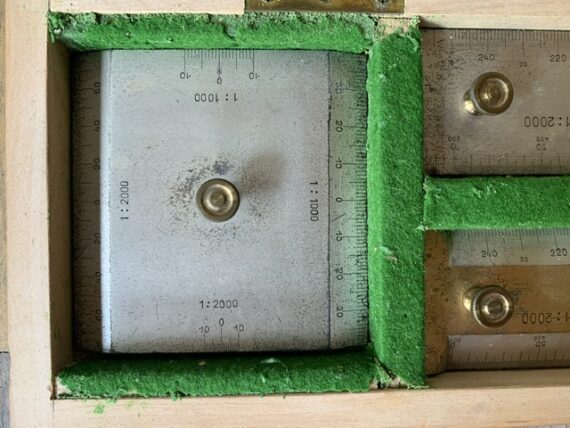 R.Reiss rectangular protractor survey map scale rules set in box 1925 Germany - Image 4