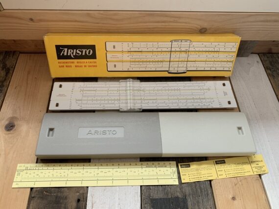 Aristo 0972 Hyperlog magnifier slide rule case box 1971 Germany