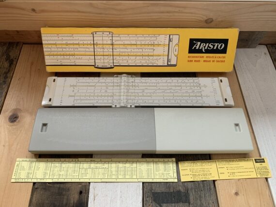 Aristo 0972 Hyperlog magnifier slide rule case box 1971 Germany