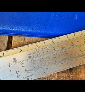 Reiss Artillery arc bombing metal slide rule pouch 1950 DDR Germany