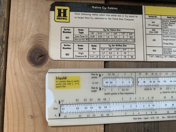 IWA 51455 Honeywell valve size computer slide chart 1970 Germany
