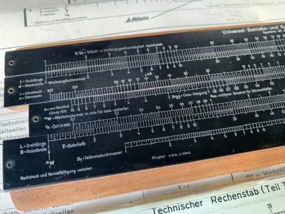 2x Kleppek Machine time T55 Machinenzeit slide rules 1930 Germany - Image 4