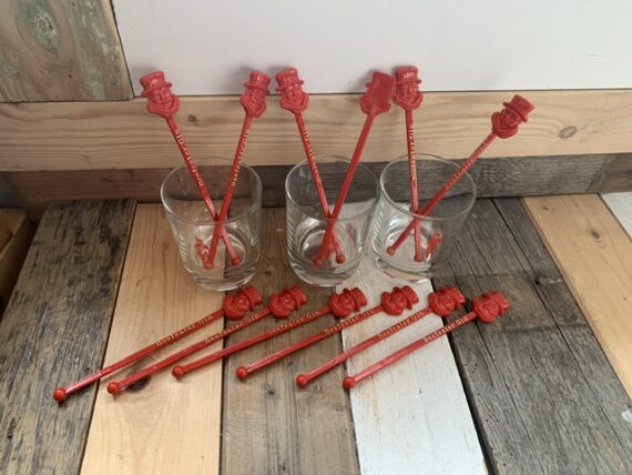 Beefeater Dry Gin lot 3x glasses 12x stirrer swizzle sticks 1980 England - Image 7