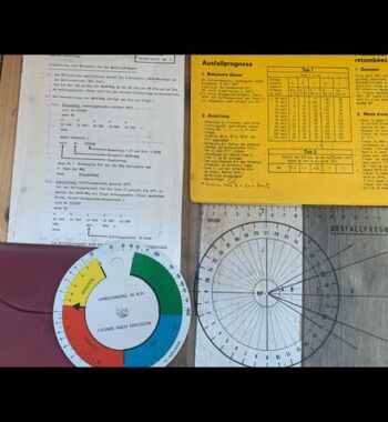 Radiation set circular Slide rule wind map Swiss Army 1976 Switzerland