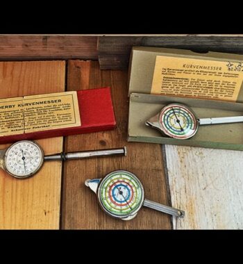 3x Map measuring wheel steel man tool 1970 Switzerland Germany