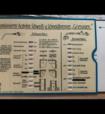 Normus Willi cutting welding Griesogen slide chart 1950 Germany