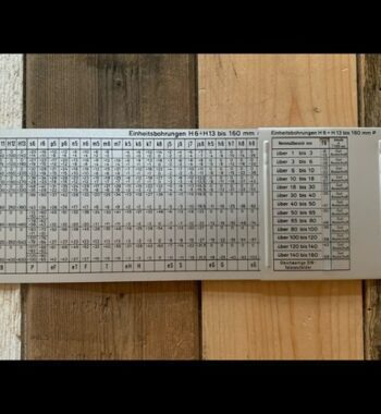 Metal Machinetime shafts bores slide chart 1980 Germany