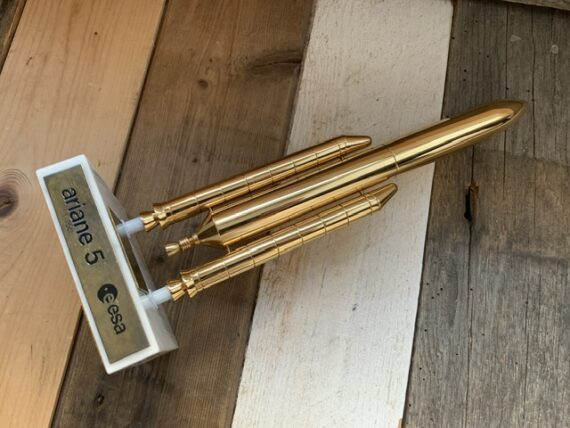 Official Ariane 5 Rocket statue gold plated metal 25cm / 10" 2000 CNES France