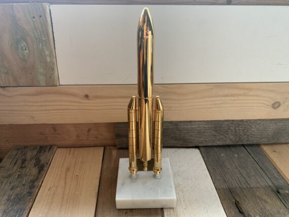 Official Ariane 5 Rocket statue gold plated metal 25cm / 10" 2000 CNES France - Image 8
