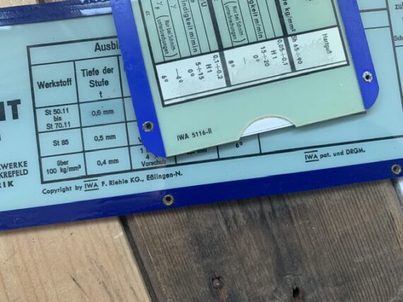 2x IWA RS 5116-II 195-II Machinetime Dew Titanit slide chart 1960 Germany