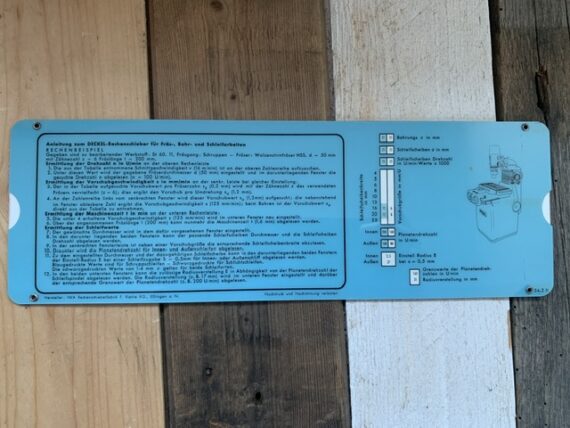 IWA RS 54.2-I Machinetime milling drilling grinding slide chart 1960 Germany