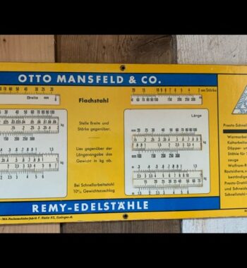 IWA RS 517.5-II Presto Machinetime stainless steel slide chart 1960 Germany