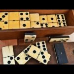 Double 6 Domino larger ebony Ivory set handmade in box 1920 Holland