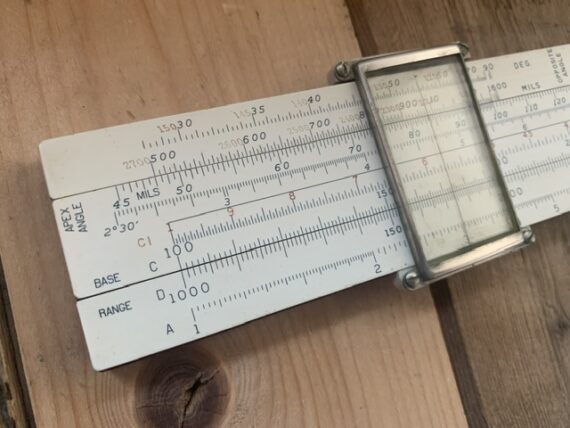 American blueprint Co US artillery arc bombing military slide rule pouch 1960 USA