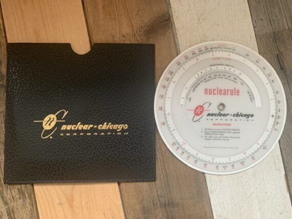 Nuclearule radioactivity measurements circular slide rule full set 1960 USA