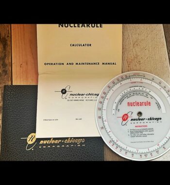 Nuclearule radioactivity measurements circular slide rule full set 1960 USA